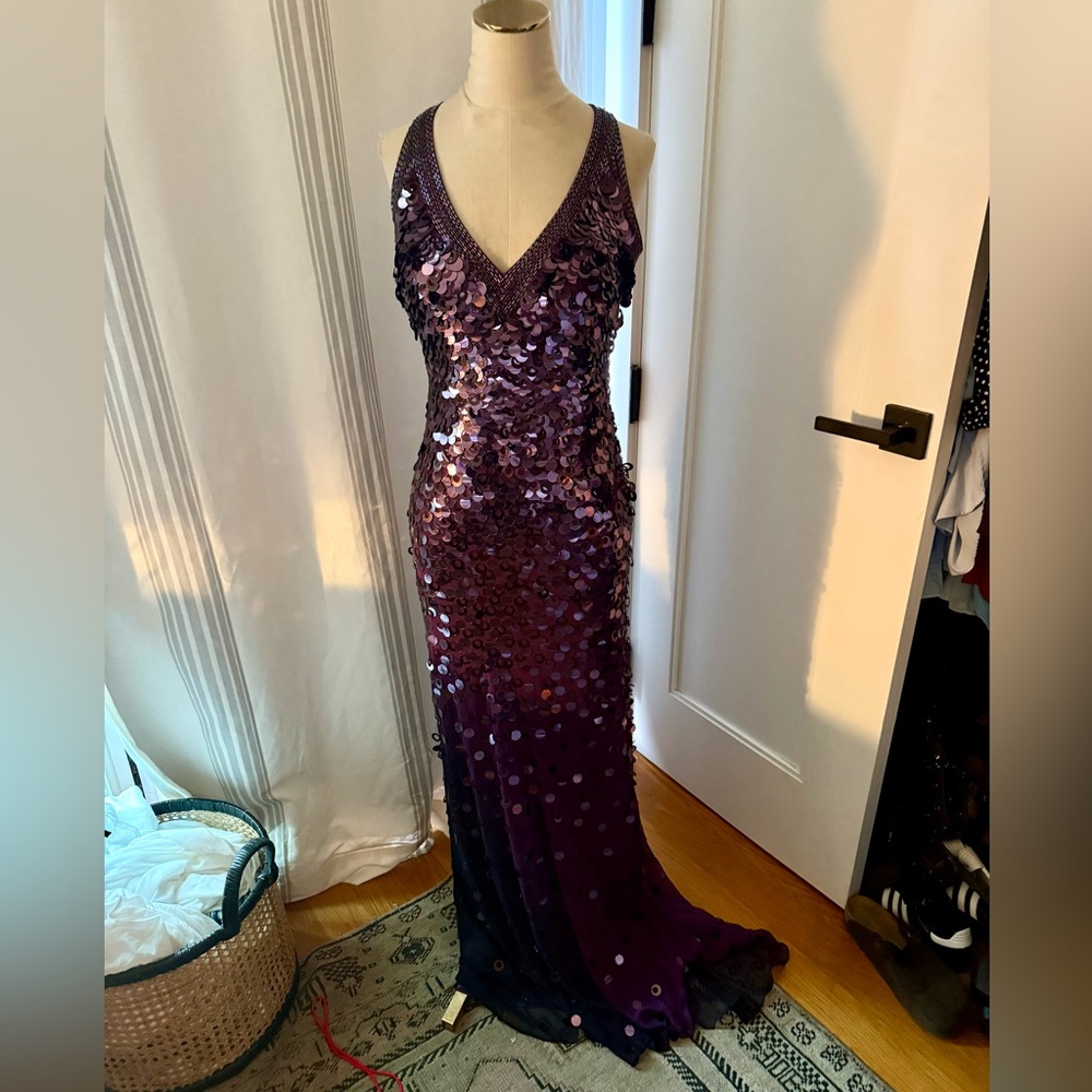 SOLD  Sue Wong Purple Payette Sequin Dress Size 8